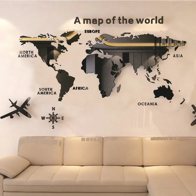 3D World Map Wall